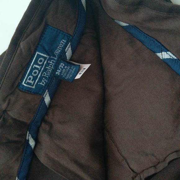 New Polo by Ralph Lauren men's 34×33 dark brown linen pleated front chino pants - Picture 6 of 13